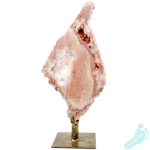 AAA Grade Pink "Rose" Amethyst Geode Slice on Metal Stand