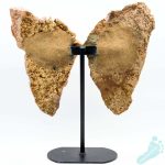 Pink "Rose" Amethyst Geode Butterfly Pair on Metal Stand