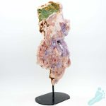 Druze Pink Rose Amethyst Crystal Polished Geode Slice On Metal Stand From Uruguay 11