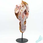 Pink "Rose" Amethyst Geode Slice on Metal Stand