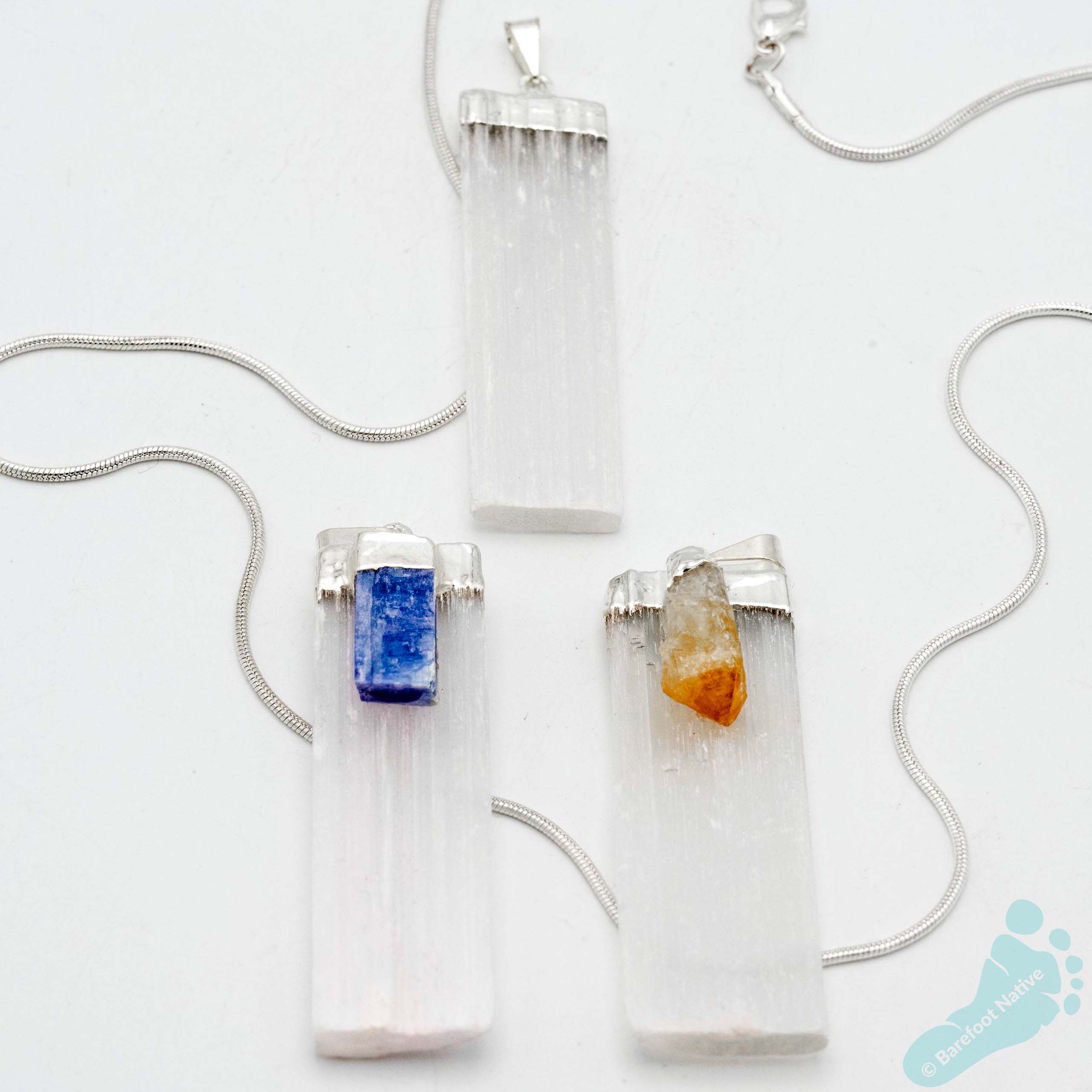 Selenite Pendant with Choice of Stone