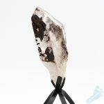 Smoky Quartz Natural Point with Iron on Black Stand
