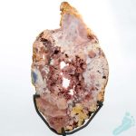 AAA Grade Pink Amethyst Geode Slice on Black Iron Stand